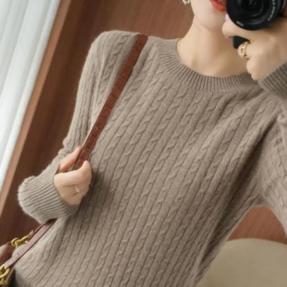 Autumn Winter Temperament Female Solid Color Knitted Tops 2023 Fashion V-Neck All-match Long Sleeve Sweaters Women's Clothing