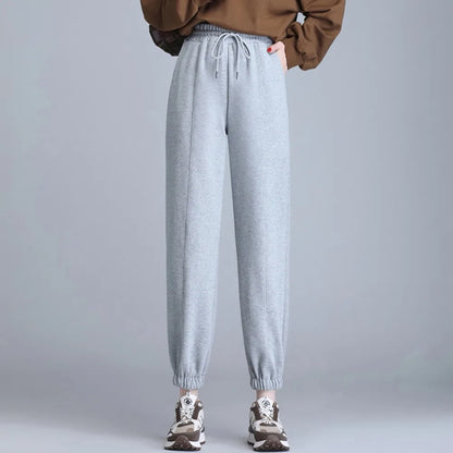 Spring Autumn High Waist Harem Pants Women Loose Slim Knitted Sweatpants Elastic Waist Casual Female Baggy  Women Bottoms Pants