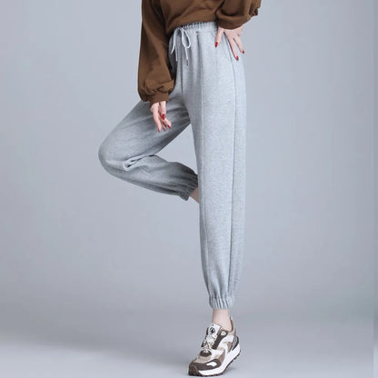 Spring Autumn High Waist Harem Pants Women Loose Slim Knitted Sweatpants Elastic Waist Casual Female Baggy  Women Bottoms Pants